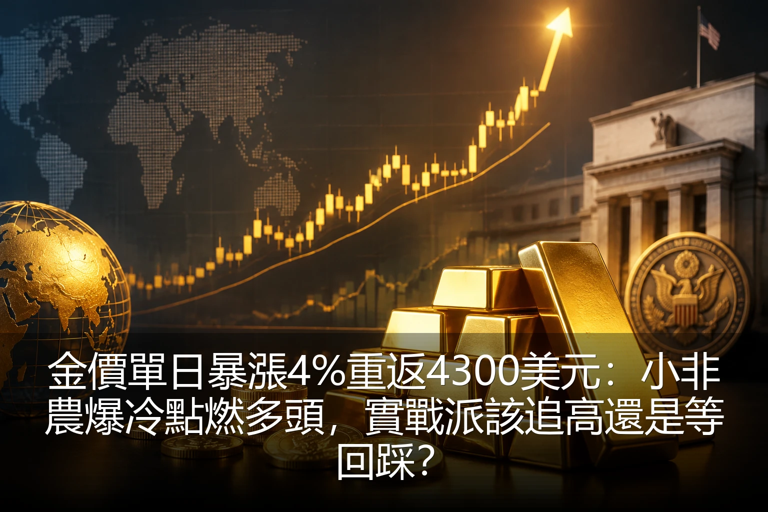 金價單日暴漲4%重返4300美元：小非農爆冷點燃多頭，實戰派該追高還是等回踩？